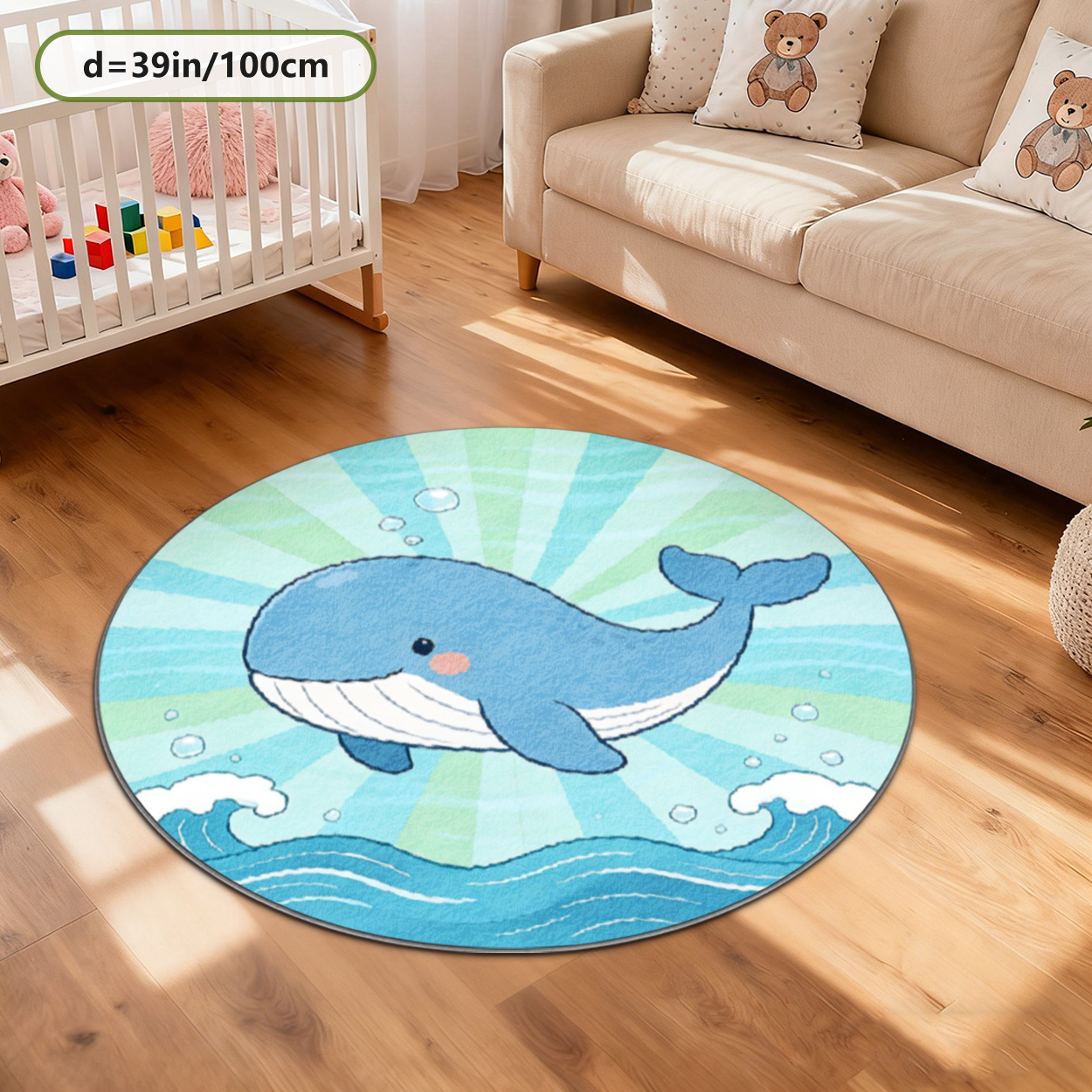 Soft Whale Ocean Round Rug for - Baby Nursery Ocean Theme 리뷰 및 가격