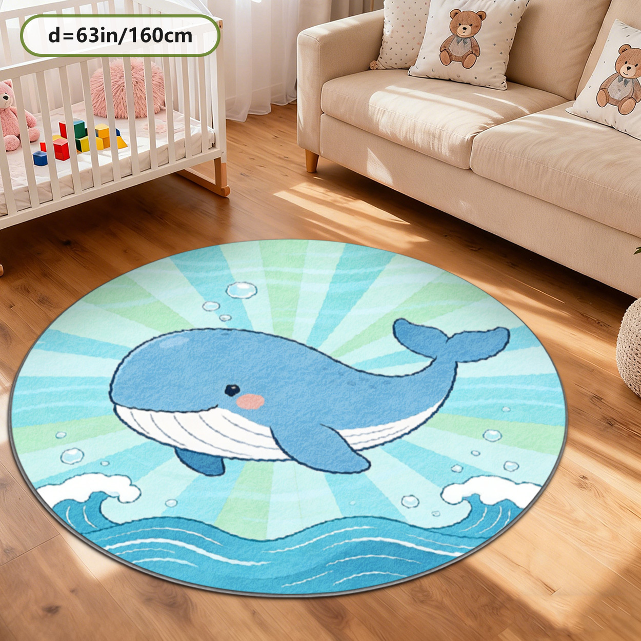 Soft Whale Ocean Round Rug for - Baby Nursery Ocean Theme 리뷰 및 가격