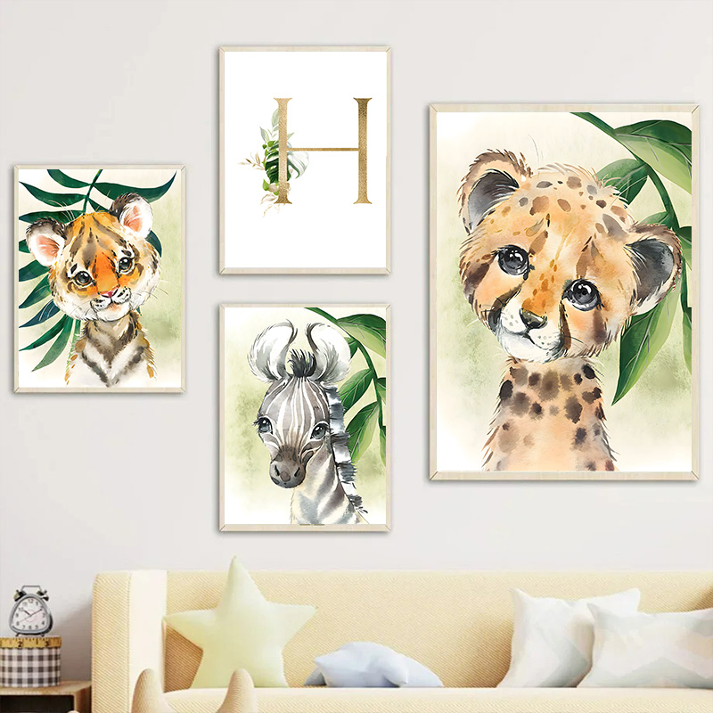 Gold Kids Name Poster Jungle A - Baby Nursery Name Wall Art 리뷰 및 가격