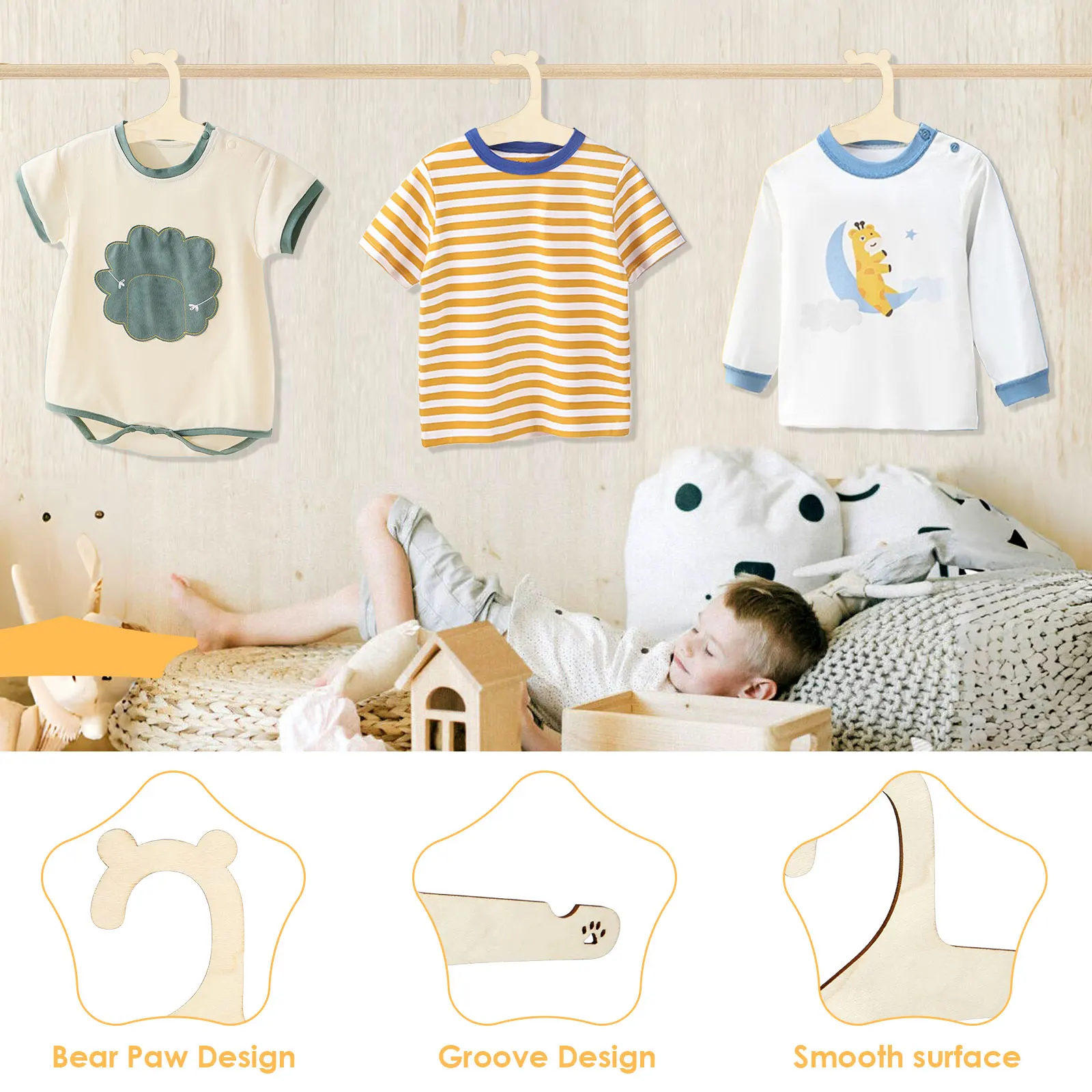 20Pcs Wooden Baby Hangers Smoo - Baby Nursery Uniform 리뷰 및 가격