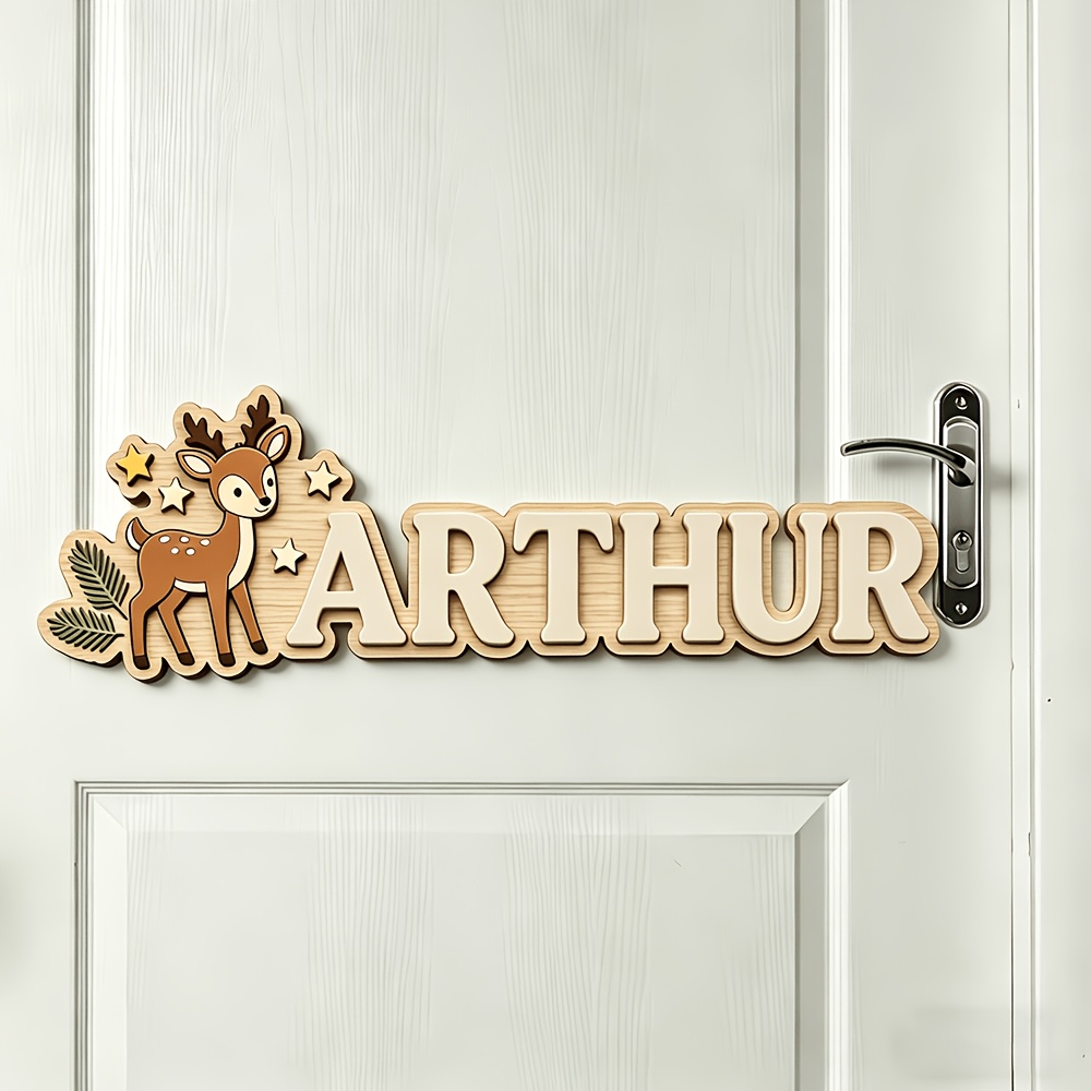 Custom Deer & Star Wooden Name - Baby Nursery Decorations 리뷰 및 가격