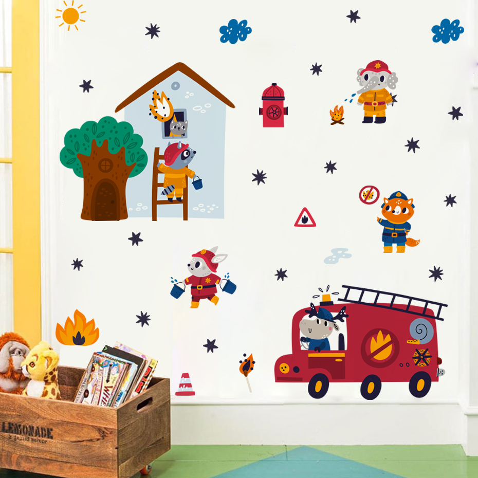 Cartoon Animal Firefighter Res - Baby Nursery Animal Theme 리뷰 및 가격