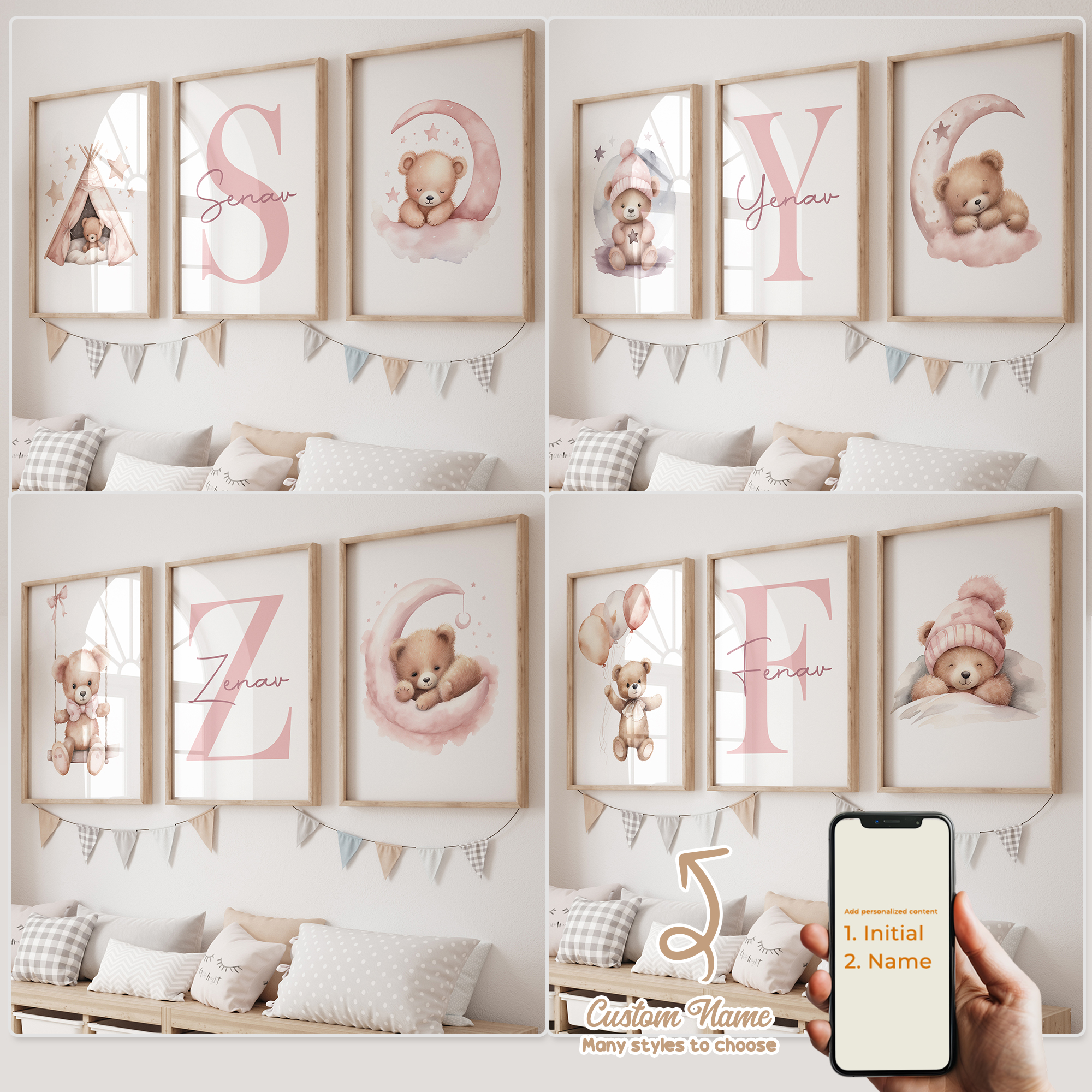 3pcs Personalized Custom Name  - Baby Nursery Wall Decor 리뷰 및 가격