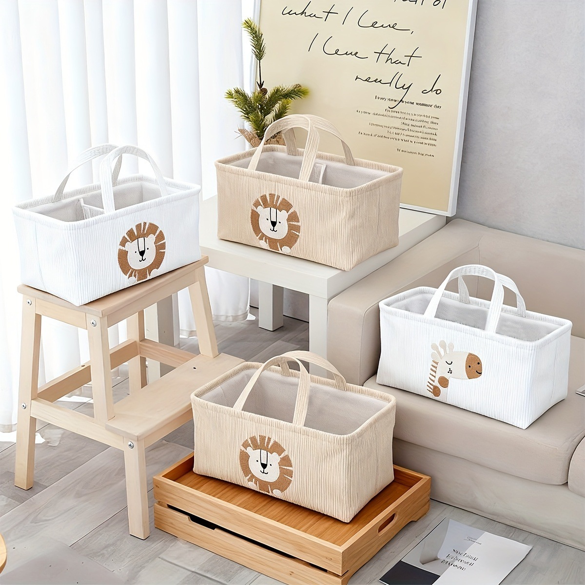 Cute Lion Diaper Caddy Foldabl - Baby Nursery Organiser 리뷰 및 가격