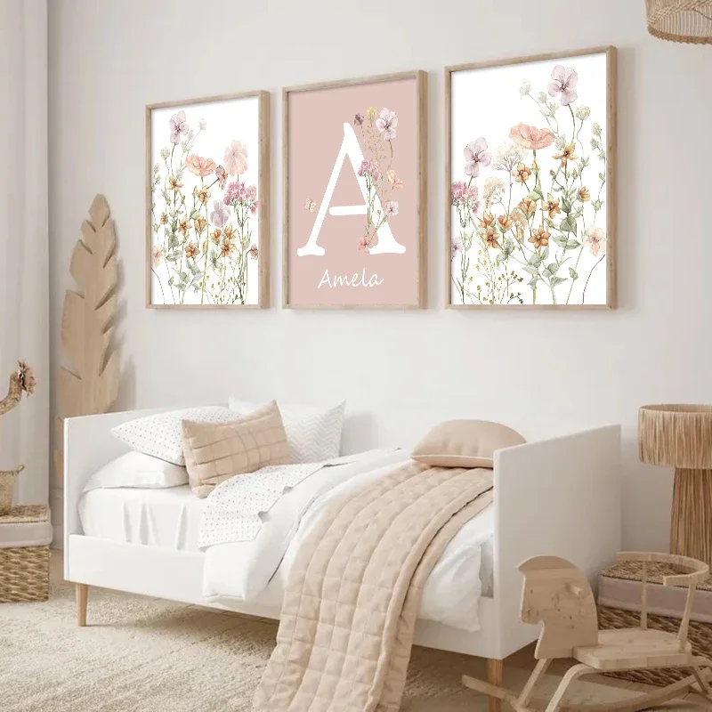 Pink Wildflowers Girls Names C - Baby Nursery Name Wall Art 리뷰 및 가격