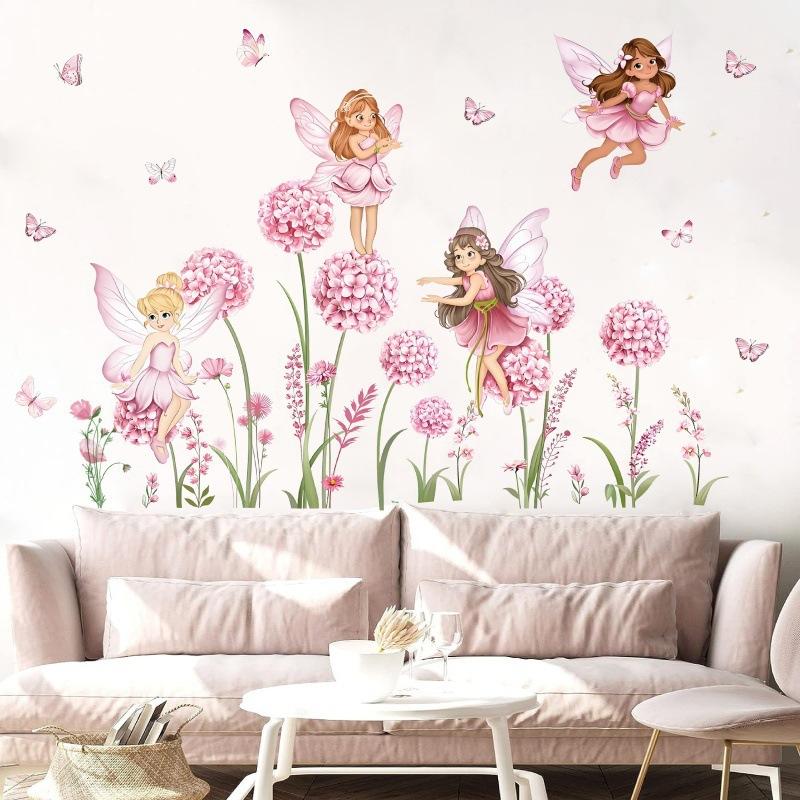 Z. Cartoon Pink Flower Fairy D - Baby Nursery Girl Room 리뷰 및 가격