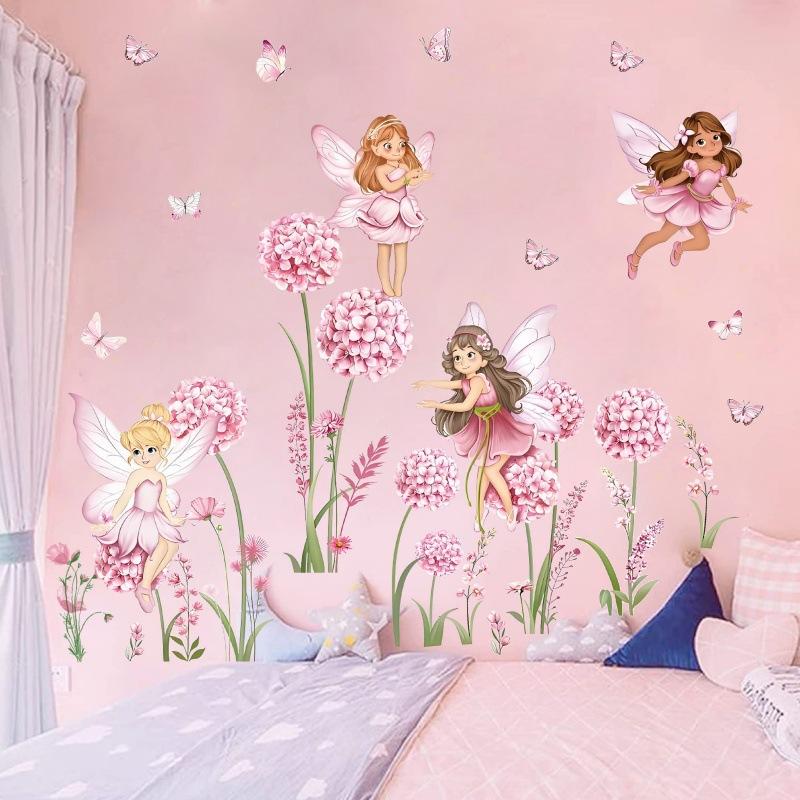 Z. Cartoon Pink Flower Fairy D - Baby Nursery Girl Room 리뷰 및 가격