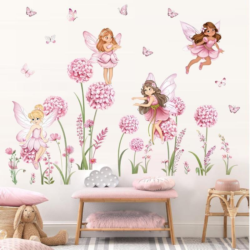 Z. Cartoon Pink Flower Fairy D - Baby Nursery Girl Room 리뷰 및 가격