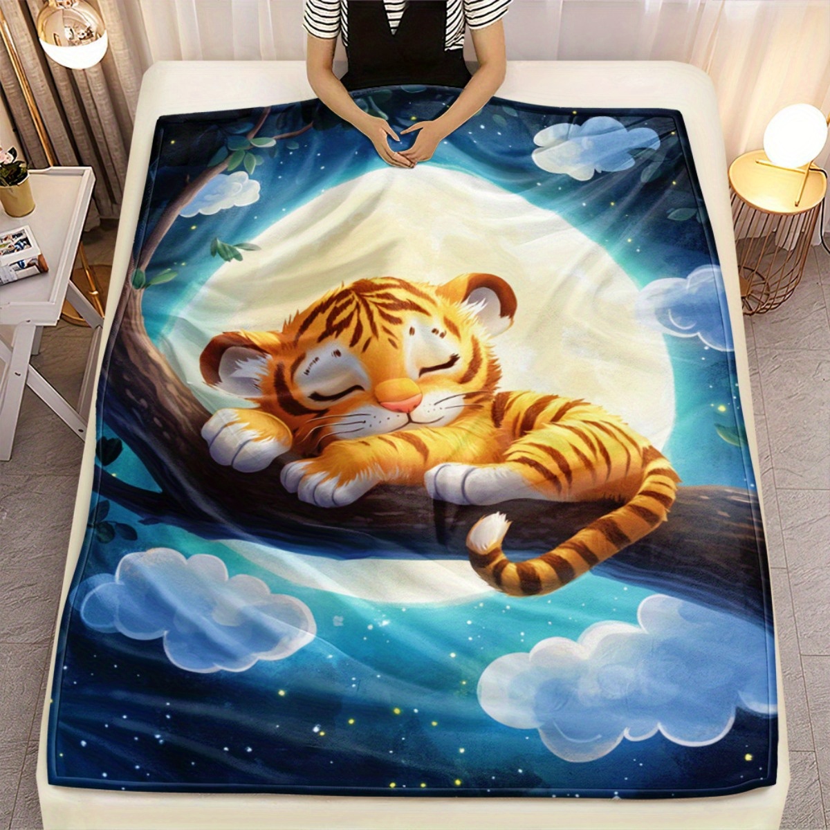Cute sleeping tiger on tree br - Baby Nursery Animal Theme 리뷰 및 가격