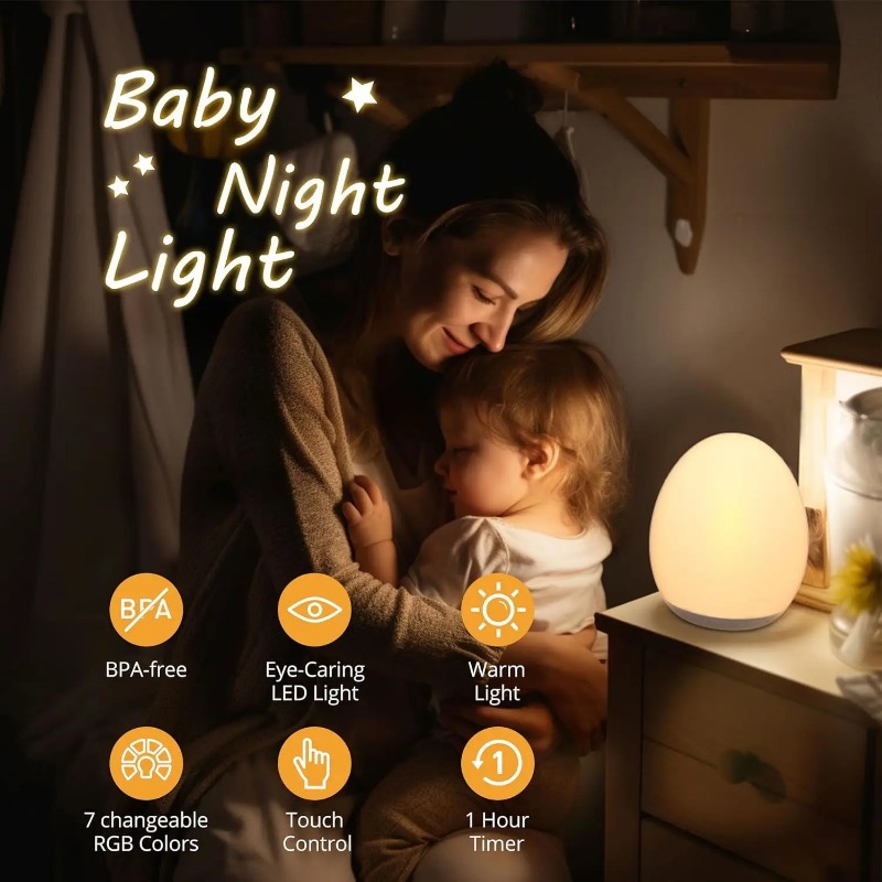 LED Dimmable Bedside Lamp Rech - Baby Nursery Egg Light 리뷰 및 가격