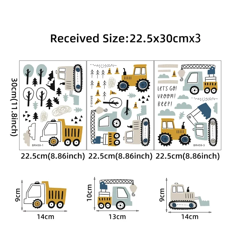 Hand Drawn Cute Cars Cargo Tru - Wall Decal Nursery 리뷰 및 가격