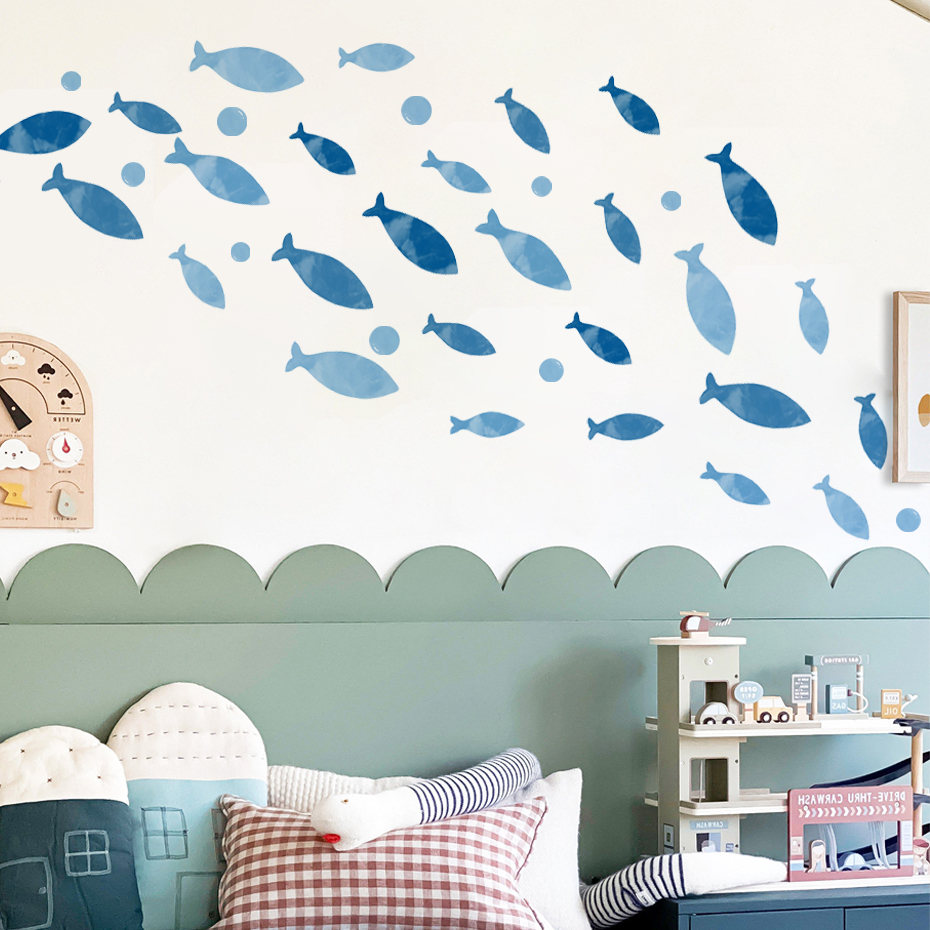Blue Fish Vinyl Wall sticker f - Baby Nursery Ocean 리뷰 및 가격