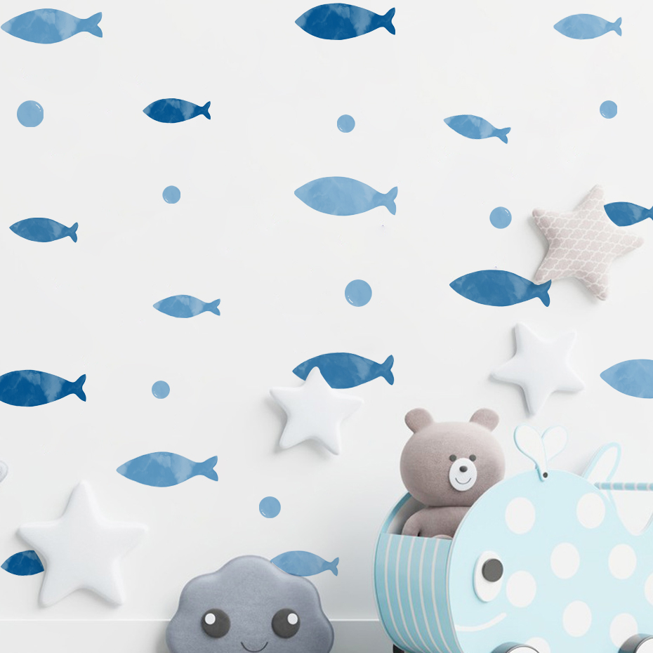 Blue Fish Vinyl Wall sticker f - Baby Nursery Ocean 리뷰 및 가격