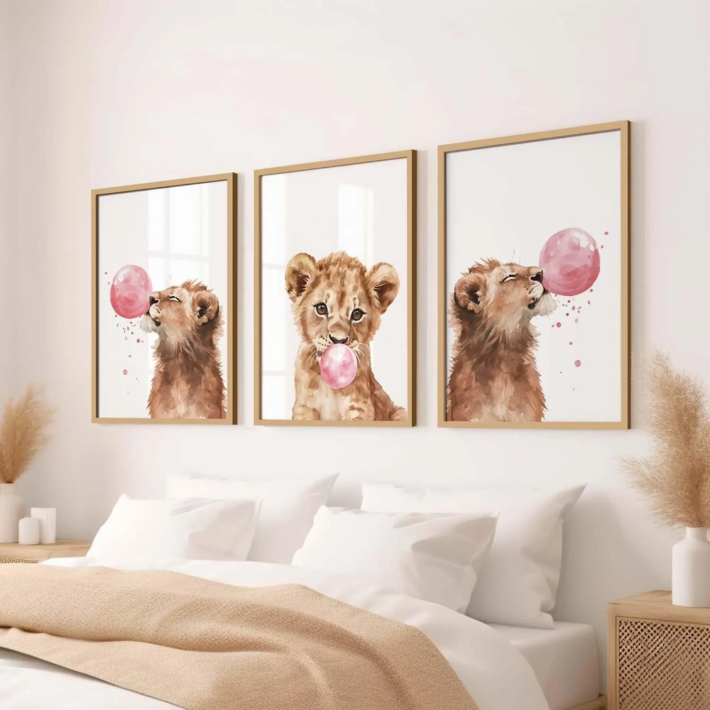 Lion Cub Nursery Wall Art Set  - Baby Nursery Animal Theme 리뷰 및 가격