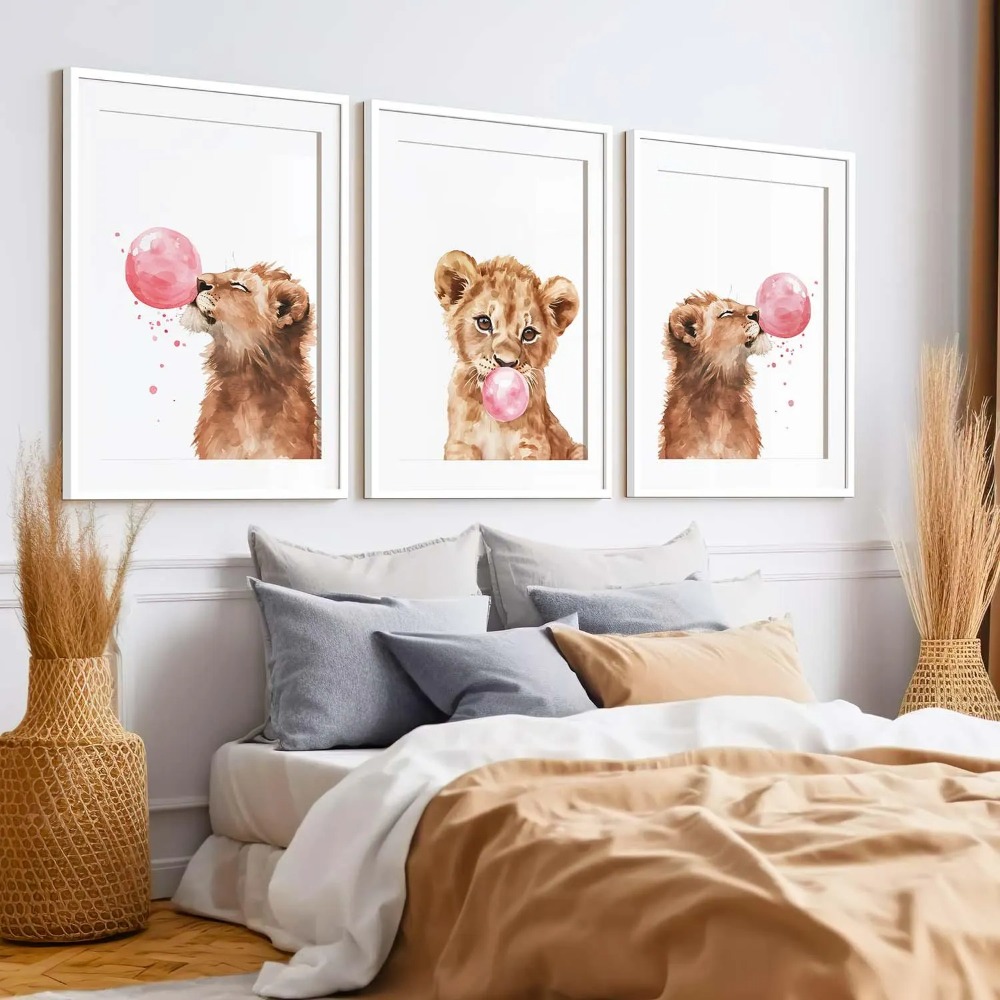 Lion Cub Nursery Wall Art Set  - Baby Nursery Animal Theme 리뷰 및 가격