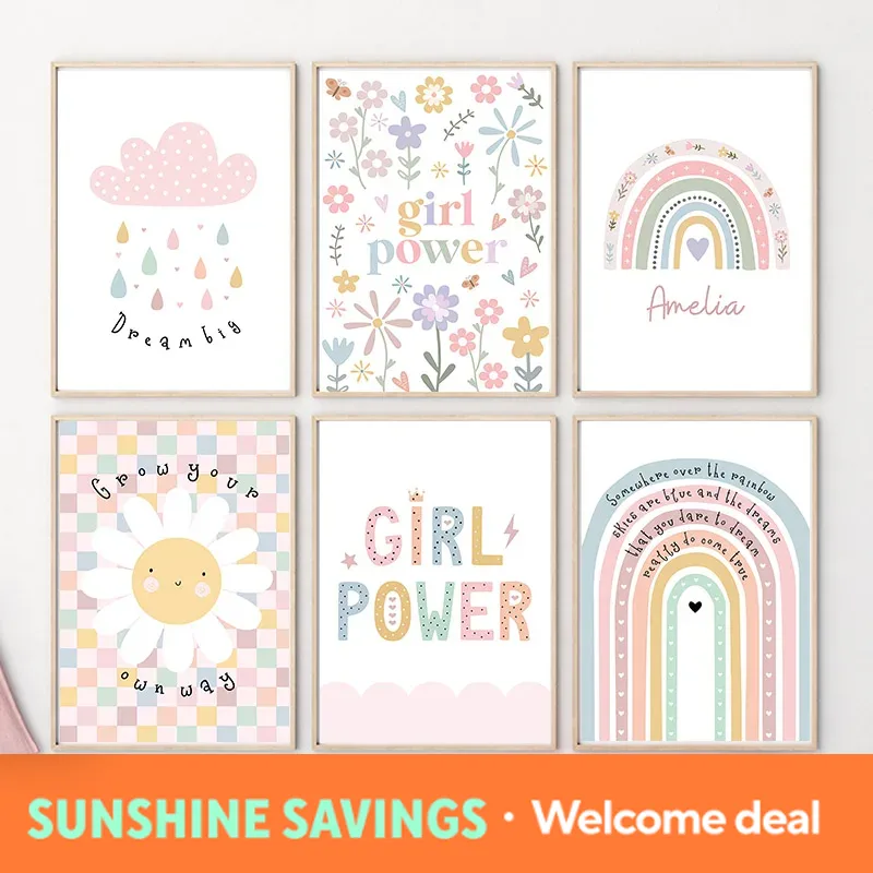 Sun Flower Rainbow Cloud Heart - Baby Nursery Wall 리뷰 및 가격