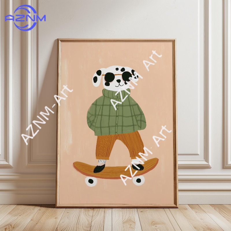 1PC Funny Animal Skateboarding - Baby Nursery Wall 리뷰 및 가격