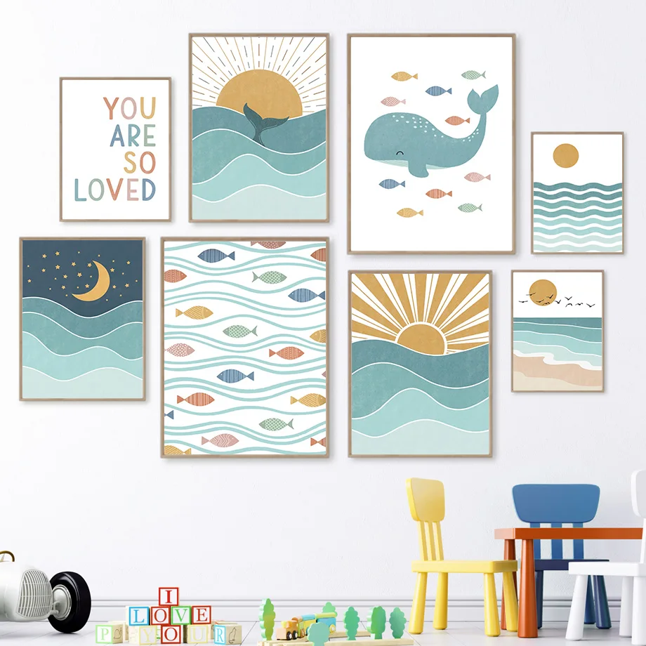 1pc frameless Fish Whale Seagu - Baby Nursery Ocean 리뷰 및 가격