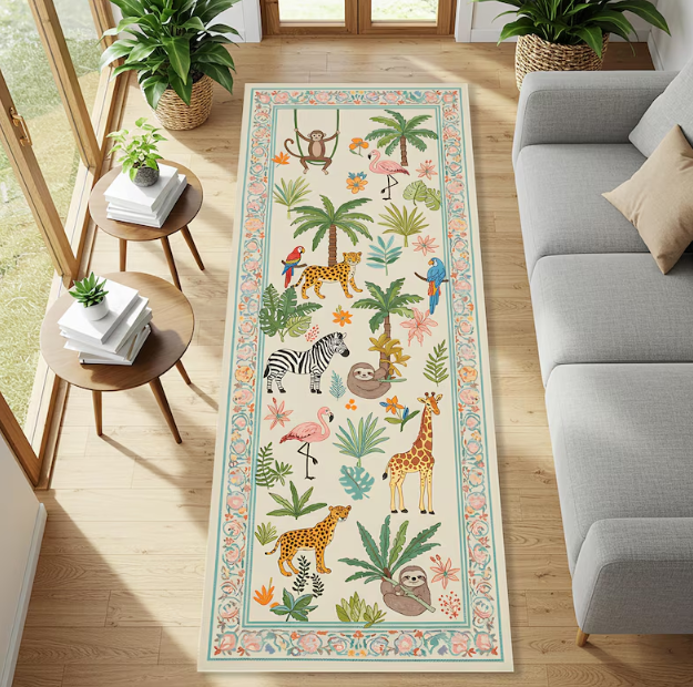 Tropical Jungle Runner Rug Saf - Baby Nursery Jungle Rug 리뷰 및 가격