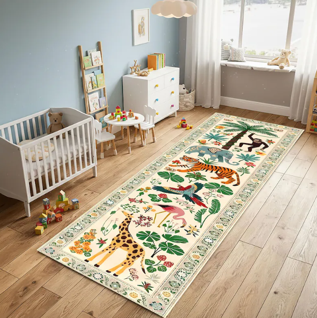 Tropical Jungle Runner Rug Saf - Baby Nursery Jungle Rug 리뷰 및 가격