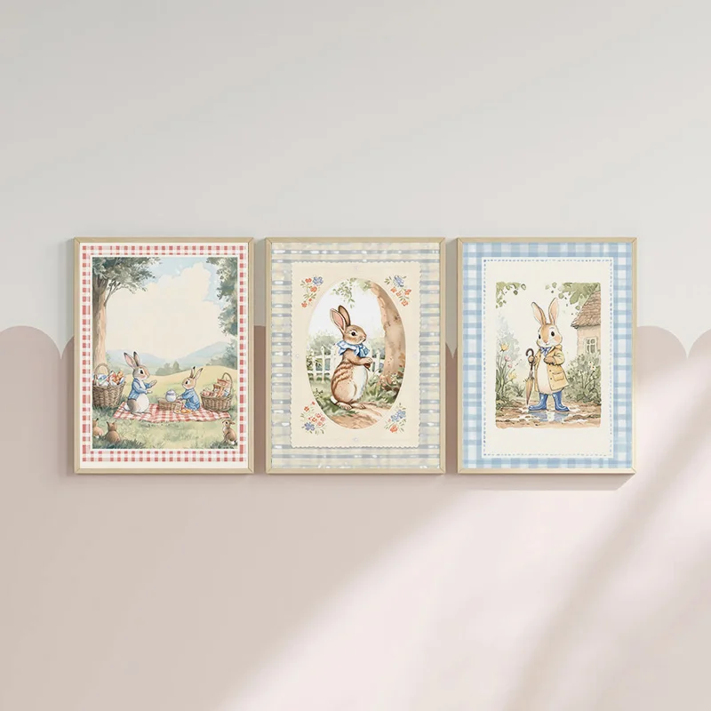Vintage Boho Blue Plaid Rabbit - Baby Nursery Vintage 리뷰 및 가격
