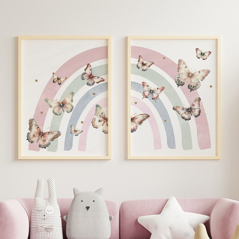 Pink Rainbow Butterfly Custom  - Baby Nursery Name Wall Art 리뷰 및 가격