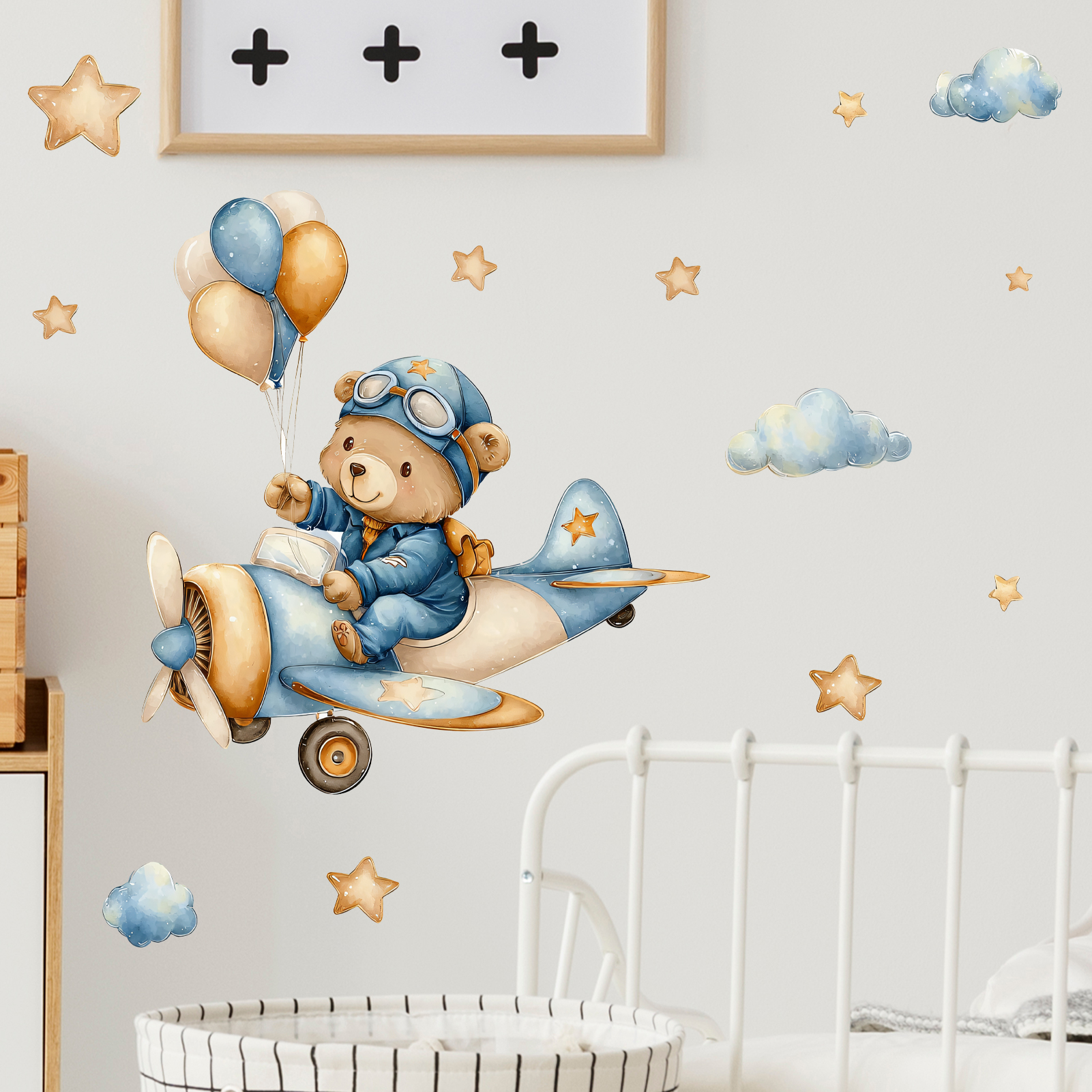 Watercolor Aviator Teddy Bear  - Wall Decal Nursery 리뷰 및 가격