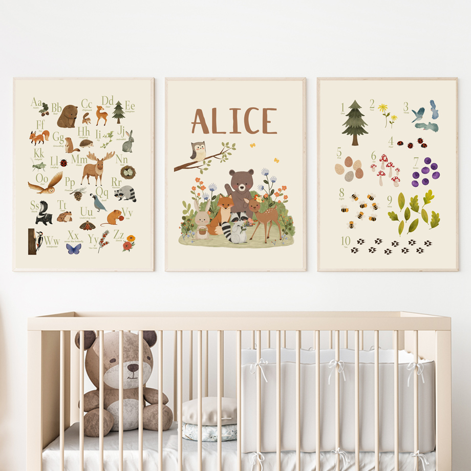 1pc frameless Cute Rabbit Fox  - Baby Nursery Art 리뷰 및 가격