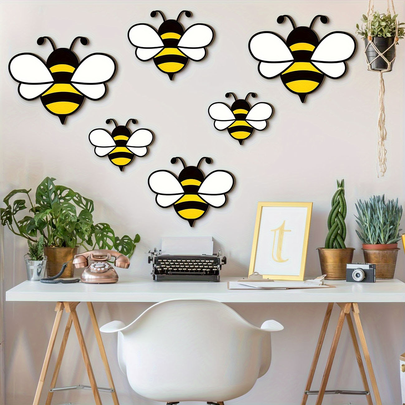 6Pcs Cute Bee Wooden Wall Stic - Wall Decal Nursery 리뷰 및 가격