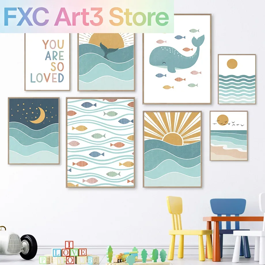 1pc frameless,Fish Whale Seagu - Baby Nursery Ocean 리뷰 및 가격