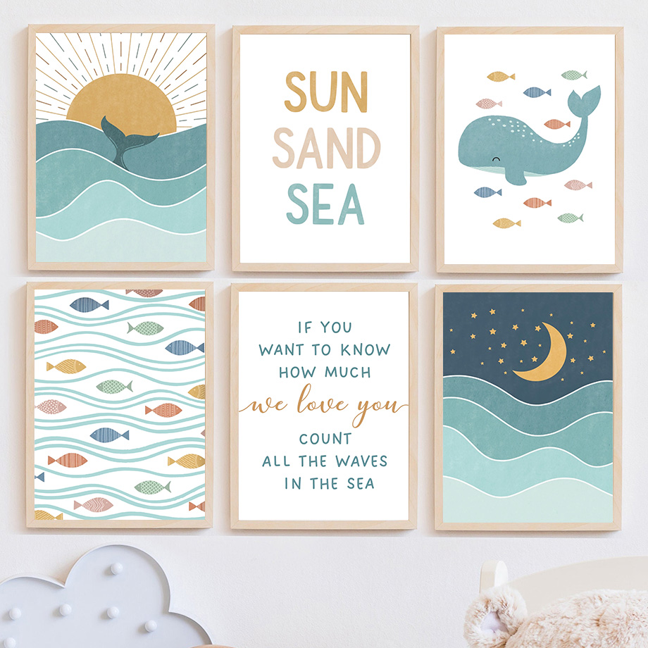 1pc frameless,Fish Whale Seagu - Baby Nursery Ocean 리뷰 및 가격