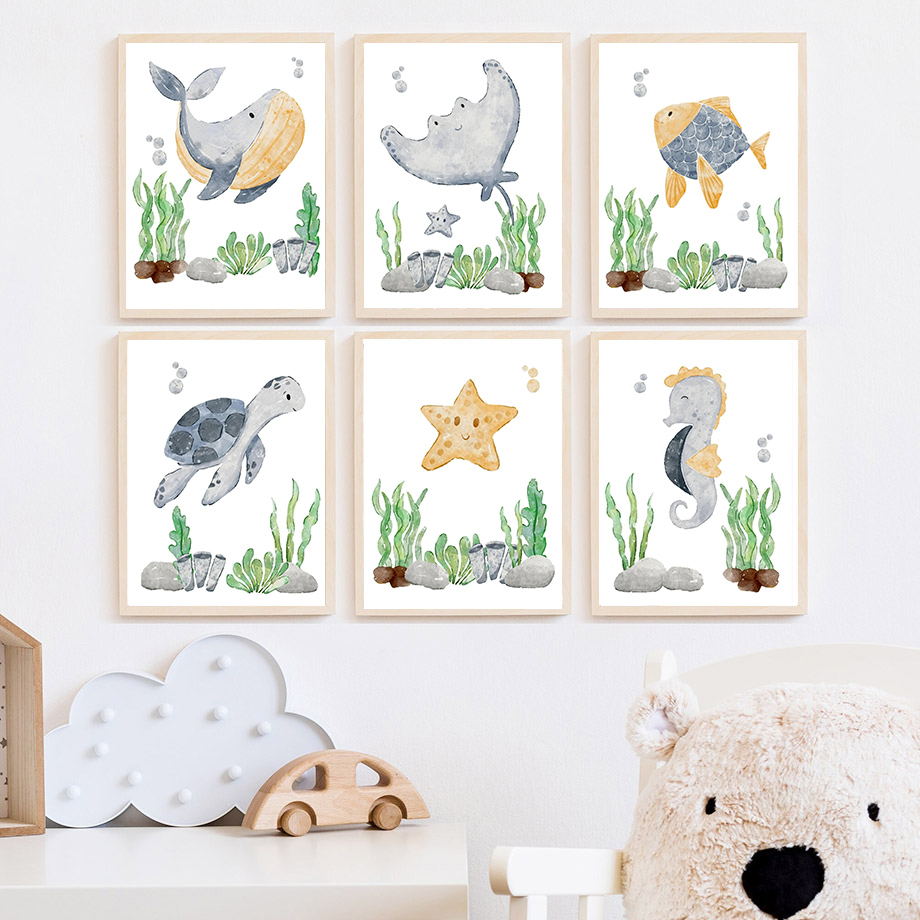 Devilfish Whale Seahorse Turtl - Baby Nursery Ocean 리뷰 및 가격