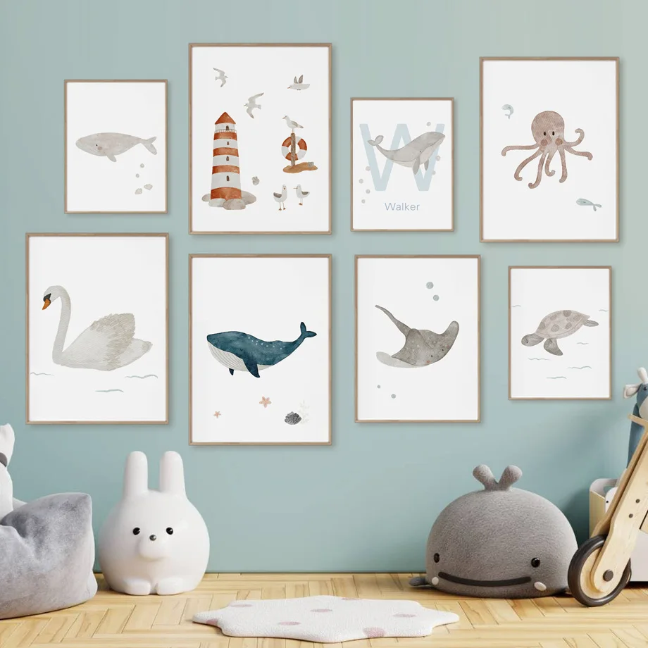 Custom Name Whale Octopus Turt - Baby Nursery Ocean 리뷰 및 가격
