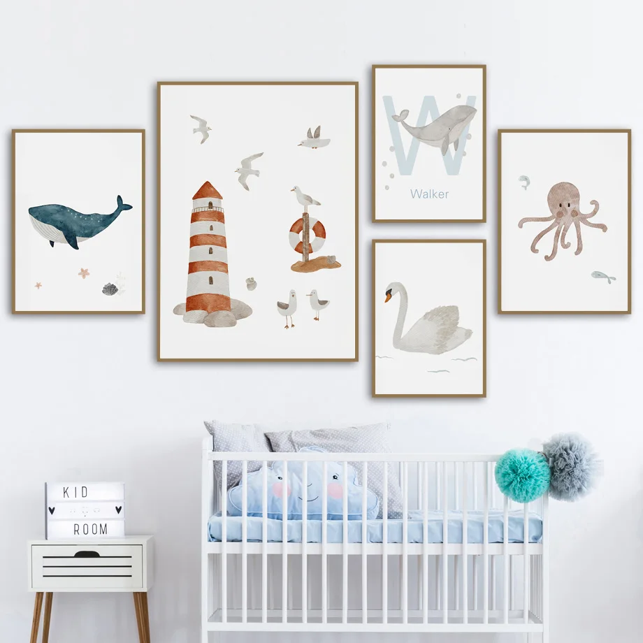 Custom Name Whale Octopus Turt - Baby Nursery Ocean 리뷰 및 가격