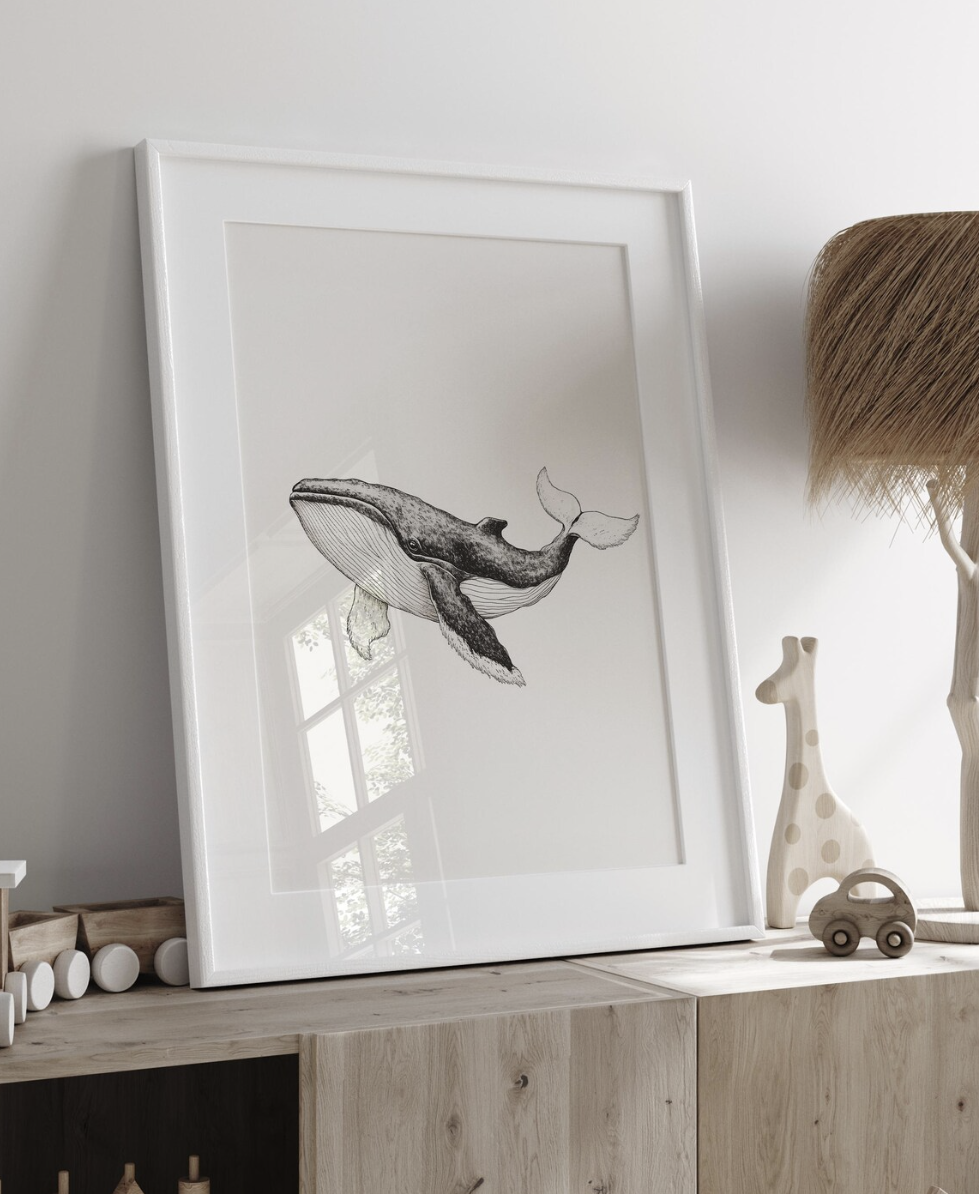 Whale Line Art Print, Minimali - Baby Nursery Ocean 리뷰 및 가격