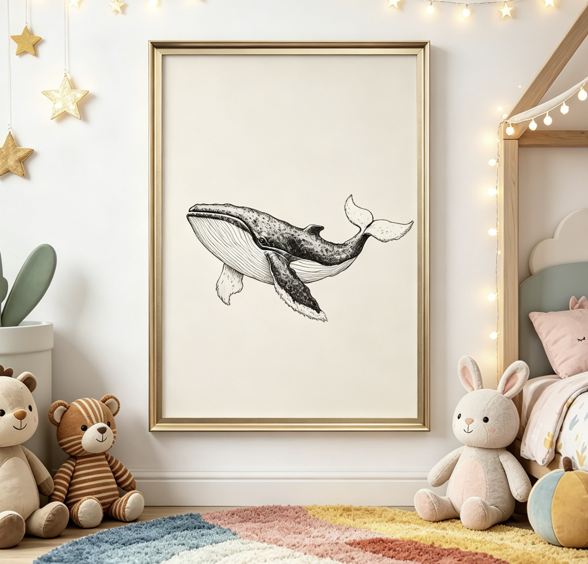 Whale Line Art Print, Minimali - Baby Nursery Ocean 리뷰 및 가격