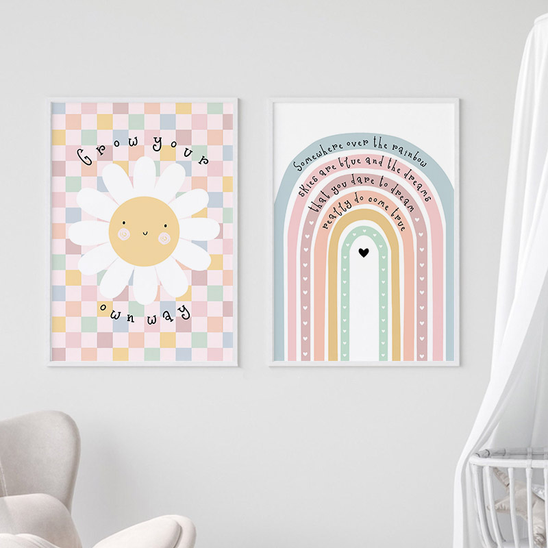 Sun Flower Rainbow Cloud Heart - Baby Nursery Wall 리뷰 및 가격
