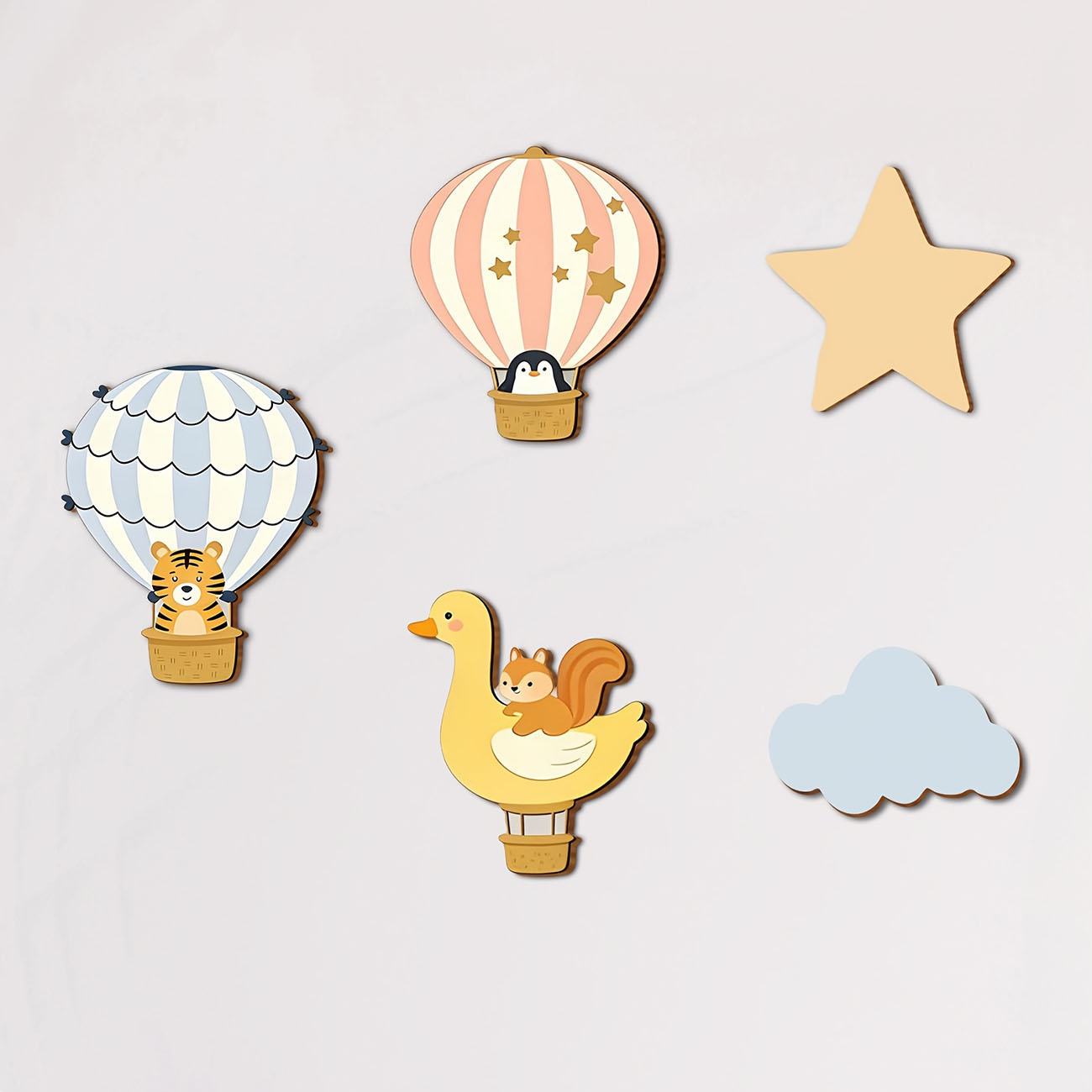 5Pcs Animal Hot Air Balloon Wo - Wall Decal Nursery 리뷰 및 가격