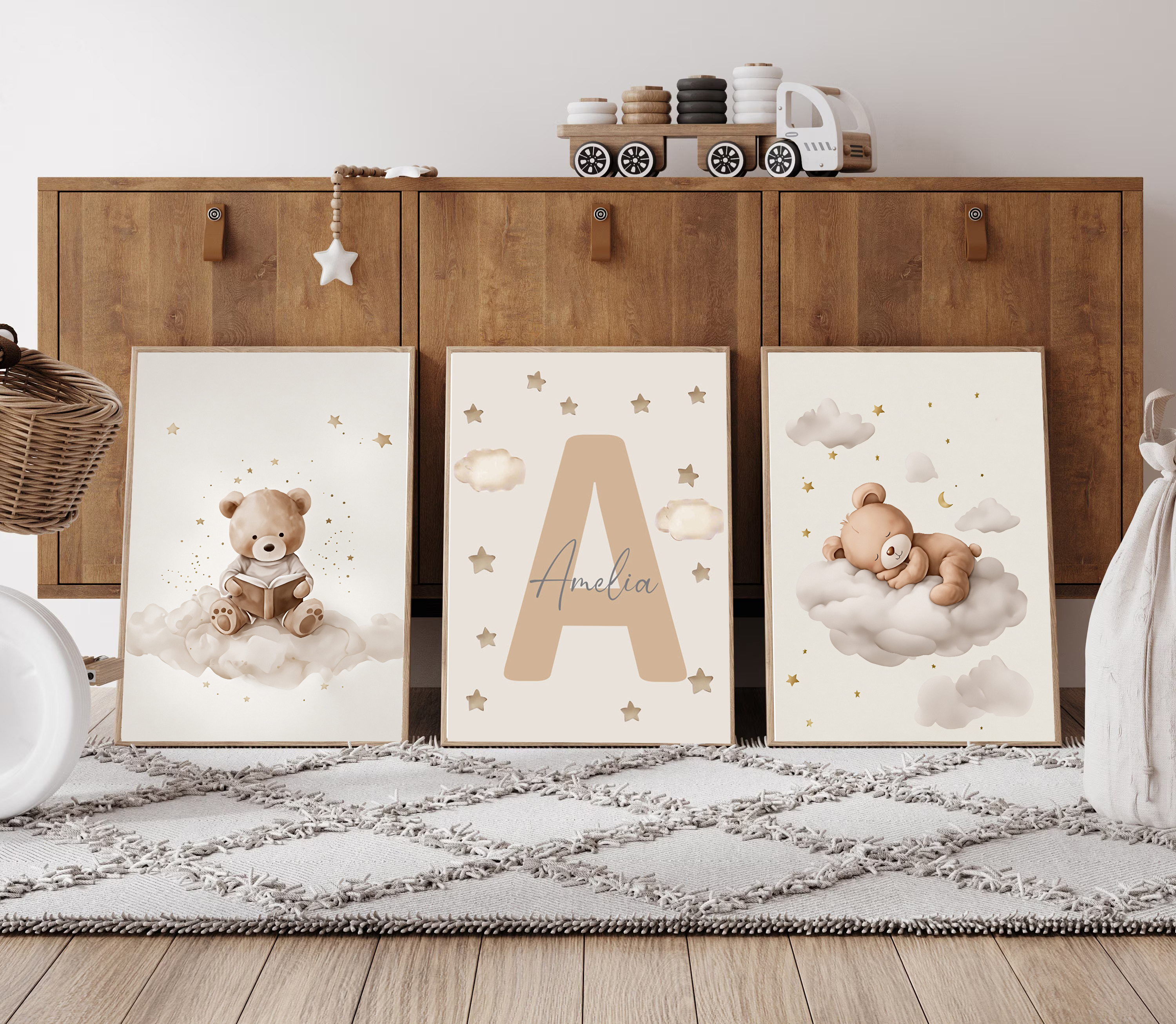 3pcs/set Bohemian Teddy Bear A - Baby Nursery Wall Decor 리뷰 및 가격